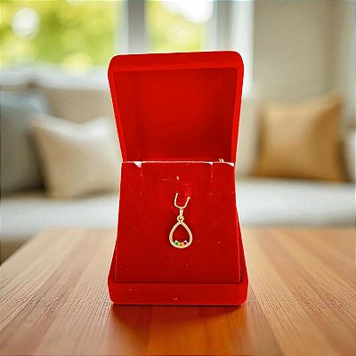 Pingente Aro Gota com 3 Pedras Zircônia Banhado a Ouro