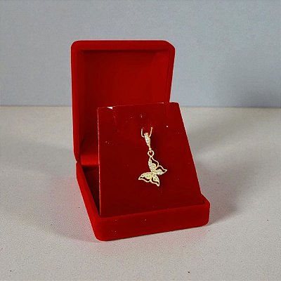 Pingente Borboleta e Pedra Mini Zircônia Banhada a Ouro