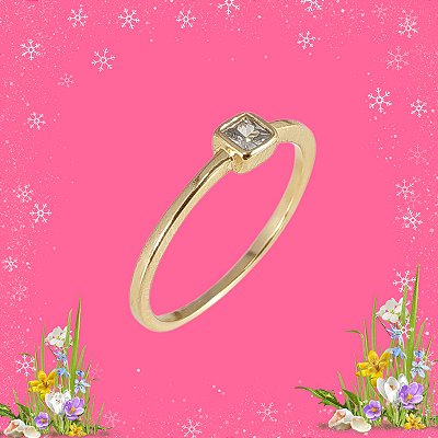 Anel Banhado a Ouro De Aro Fino Com Zircônia Quadrada Bijou Art