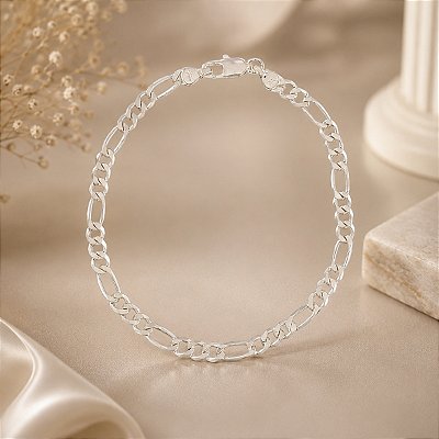Pulseira De Prata Elo 3x1 Elo Maior Longo Bijou Art