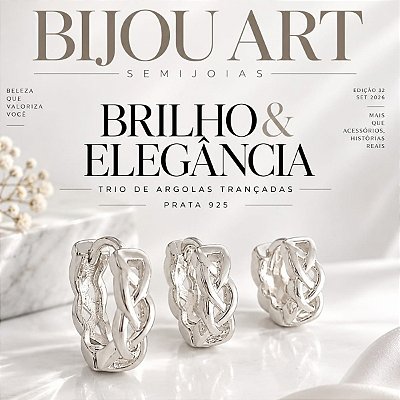 Brinco De Argola Banhado a Prata Liso Trançado 3 Tamanhos Bijou Art