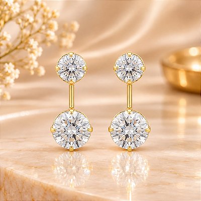 Brinco Banhado a Ouro Ponto De Luz Modelo Virginia Bijou Art