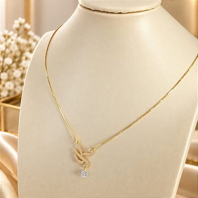 Gargantilha Banhada a Ouro Com Pingente de Letra Bijou Art