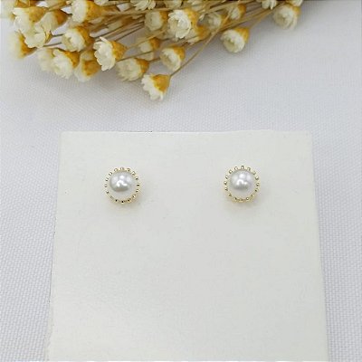 Brinco Banhado A Ouro De Pérola 5,5 mm Bijou Art