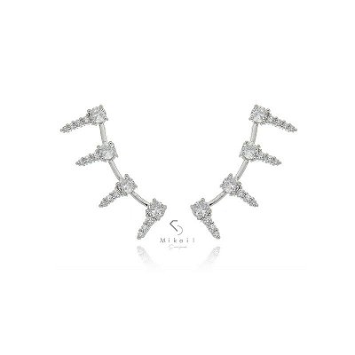 Ear Cuff Spike Cravejado - Semijoia Banho de Prata