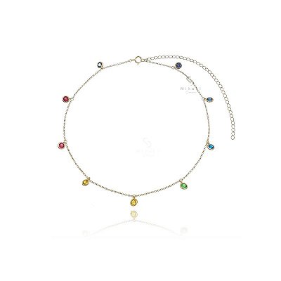 Choker de Prata Pontos de Luz Colors Banhado em Ouro 18K