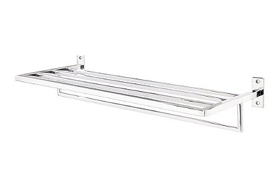 Porta Toalhas para Banheiro 60cm Larissa em Aço Inox Polido Brilhante Stainless