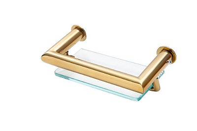 Porta Sabonete Saboneteira Banheiro em Aço Inox Dourado Linha Tessália Stainless