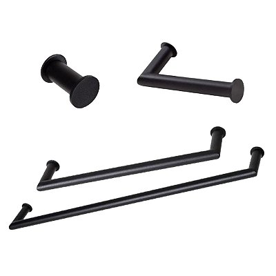 Kit de Acessórios Para Banheiro com 4 Peças em Aço Inox Black Matte Preto Fosco  Stainless