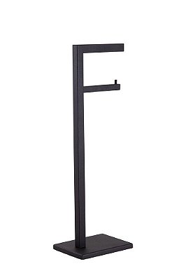 Porta Papel Higiênico de Chão 1 Rolo 50cm Banheiro Aço Inox Preto Stainless