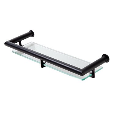 Porta Shampoo Banheiro em Aço Inox Black Matte Preto Fosco Linha Tessalia Stainless