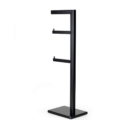 Papeleira Vertical Piso 2 Rolos Porta Papel Higiênico 50cm Banheiro Aço Inox Black Matte Stainless