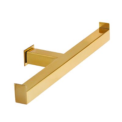 Porta Papel Higiênico de Parede Duplo para Banheiro 27cm em Aço Inox Dourado Brilhante Linha Larissa Stainless
