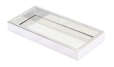 Bandeja Pequena Decorativa para banheiro 12x25cm em Aço Inox Polido Linha Larissa Stainless
