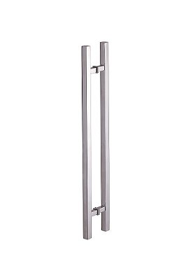 Puxador 60cm em Aço Inox Polido Brilhante Madeira/Vidro Stainless