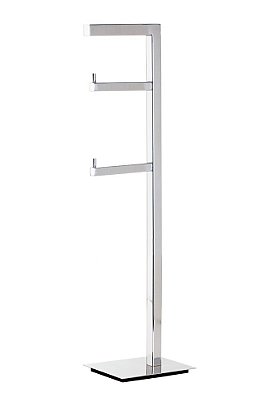 Papeleira Vertical Piso 2 Rolos Porta Papel Higiênico 50cm Banheiro Aço Inox Polido Brilhante Linha Larissa Stainless