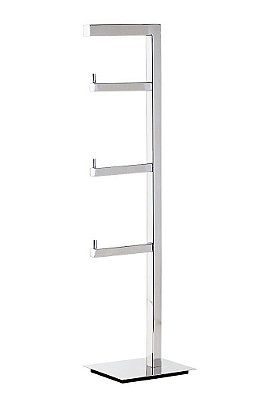 Papeleira Vertical Piso 3 Rolos 60cm Porta Papel Higiênico Banheiro Aço Inox Polido Brilhante Linha Larissa