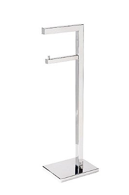 Porta Papel higiênico Piso/chão 1 Rolo 50cm Banheiro Aço Inox Polido Linha Larissa Stainless