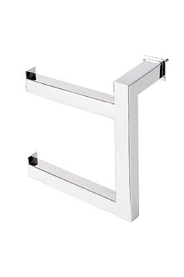 Porta Papel Higiênico de Parede Duplo para Banheiro 15cm em Aço Inox Polido Brilhante Linha Larissa Stainless