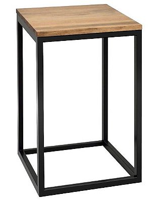 Mesa de Apoio/Lateral 40cm x 30cm (60cm) de altura em Aço Carbono Pintado de Preto Stainless