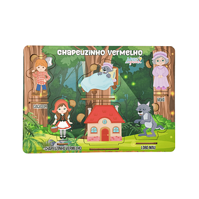 Brinquedo Educativo Tabuleiro Encaixe Chapeuzinho Vermelho Mdf - Mega Impress