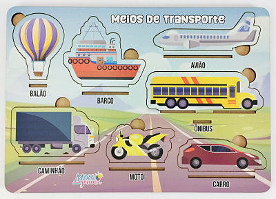 Brinquedo Educativo Tabuleiro Encaixe Meios De Transporte Mdf - Mega Impress