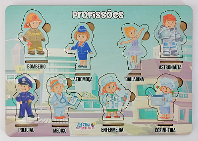Brinquedo Educativo Tabuleiro Encaixe Profissões Mdf - Mega Impress
