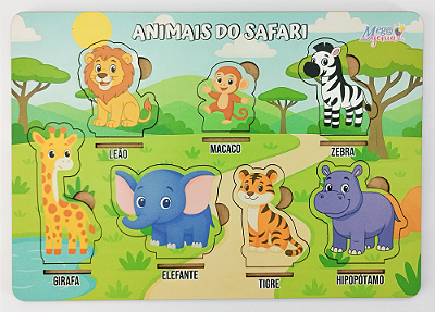 Brinquedo Educativo Tabuleiro Encaixe Safari Mdf - Mega Impress