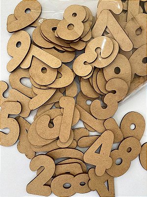 10 Kits Números Mdf Madeira De 0 A 9 C/100 Números - 7cm
