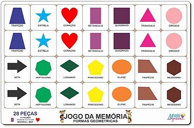 Brinquedo Educativo Tabuleiro Jogo Da Memória Formas Mdf - Mega Impress