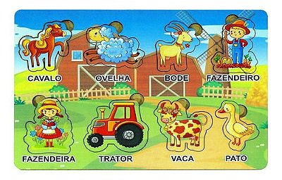Brinquedo Educativo Tabuleiro Encaixe Fazendinha Mdf - Mega Impress