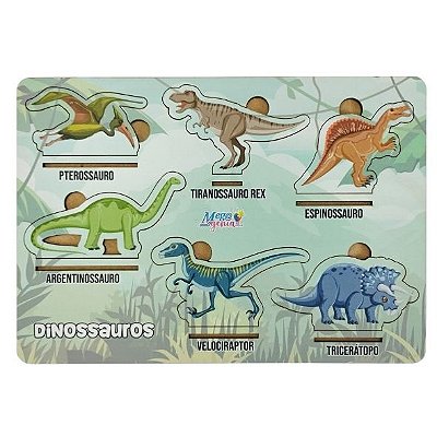 Brinquedo Educativo Tabuleiro Encaixe Dinossauro Mdf - Mega Impress