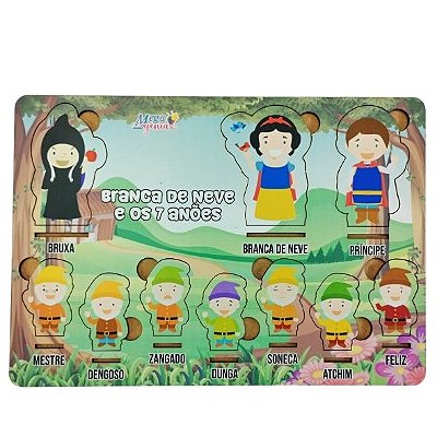 Brinquedo Educativo Tabuleiro Encaixe Branca De Neve Mdf - Mega Impress