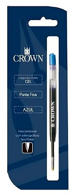 Carga P/ Caneta Gel Crown 1.0 Ca 17004a Azul