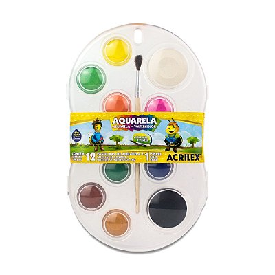 Aquarela C/ 12 Cores + 1 Pincel Acrilex