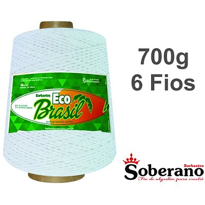 Barbante 700g Fio 6 Soberano Branco 580m crochê trico