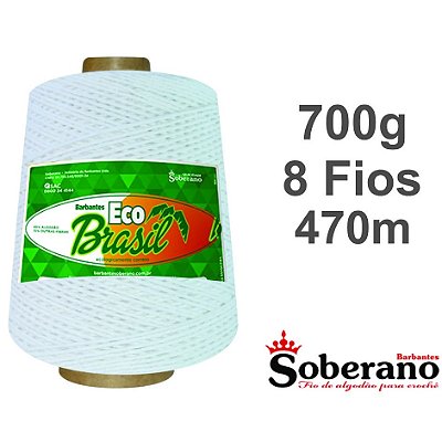 Barbante 700g 470 m Fio 8 Soberano Branco crochê trico