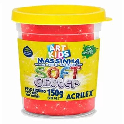 MASSA P/ MODELAR 150G SOFT GLITTER ACRILEX VERMELHO 205