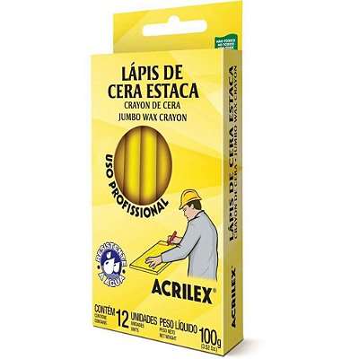Lapis De Cera Estaca Acrilex C/12 504 Amarelo Limão