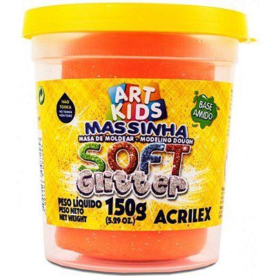 MASSA P/ MODELAR 150G SOFT GLITTER ACRILEX LARANJA 225