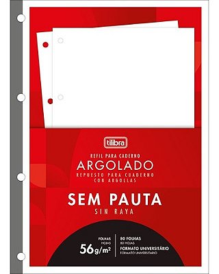 Refil Tiliflex sem Pauta para Caderno Argolado 80Fls Tilibra