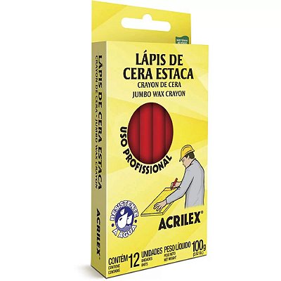 Lapis De Cera Estaca Acrilex C/12 507 Vermelho