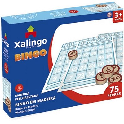 Jogo Bingo 20 Cartelas 75 Pedras Madeira - Xalingo