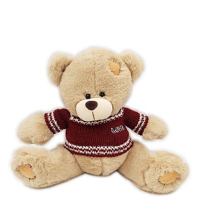 Pelúcia Urso Teddy com Roupa de Lã 28 cm Sunn Toys