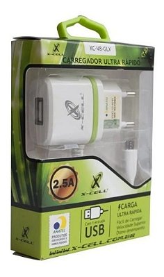 Carregador Celular V8 Micro Ultra Rapido 2.5a Xc-V8-Glx Flex