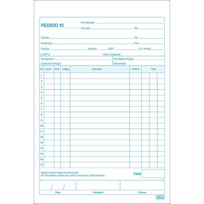 Talao De Pedido 1/18 3v Tilibra 139x209mm 151581 Unidade