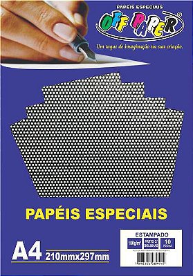 Papel Off Paper Preto C/ Bolinhas A4 180g C/10