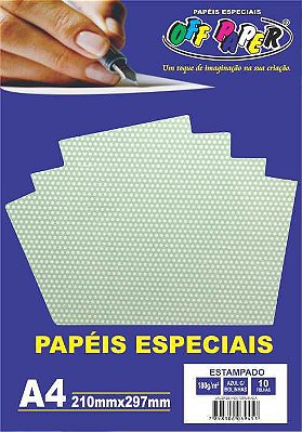 Papel A4 Estampado Azul C/ Bolinhas 180G C/10 Flhs Off Paper