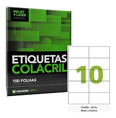 Etiqueta A4 Ca4350, 99 X 55,8 Mm 100 Folhas Colacril