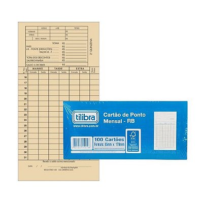 Cartao Ponto Mensal 100 Folhas 150193 Tilibra